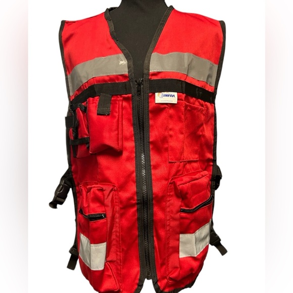 Red Reflective Utility Safety Vest, EUC - Picture 4 of 5